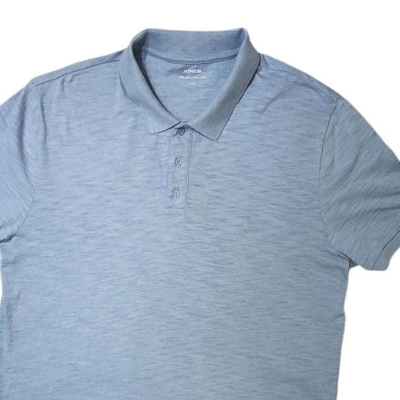 Vince Classic Slub Polo Shirt sz L cornflower blue - Picture 3 of 8